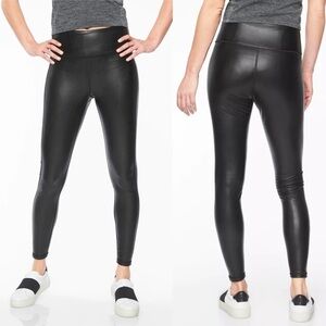 Athleta All Over Gleam Black Faux Vegan Leather High Rise Leggings Stretchy M